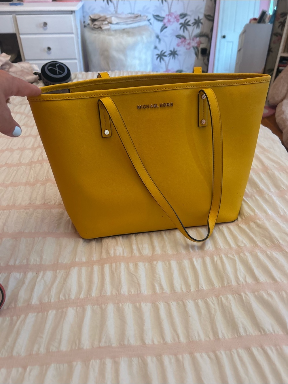 Michael Kors Yellow Saffiano Tote with Double Straps